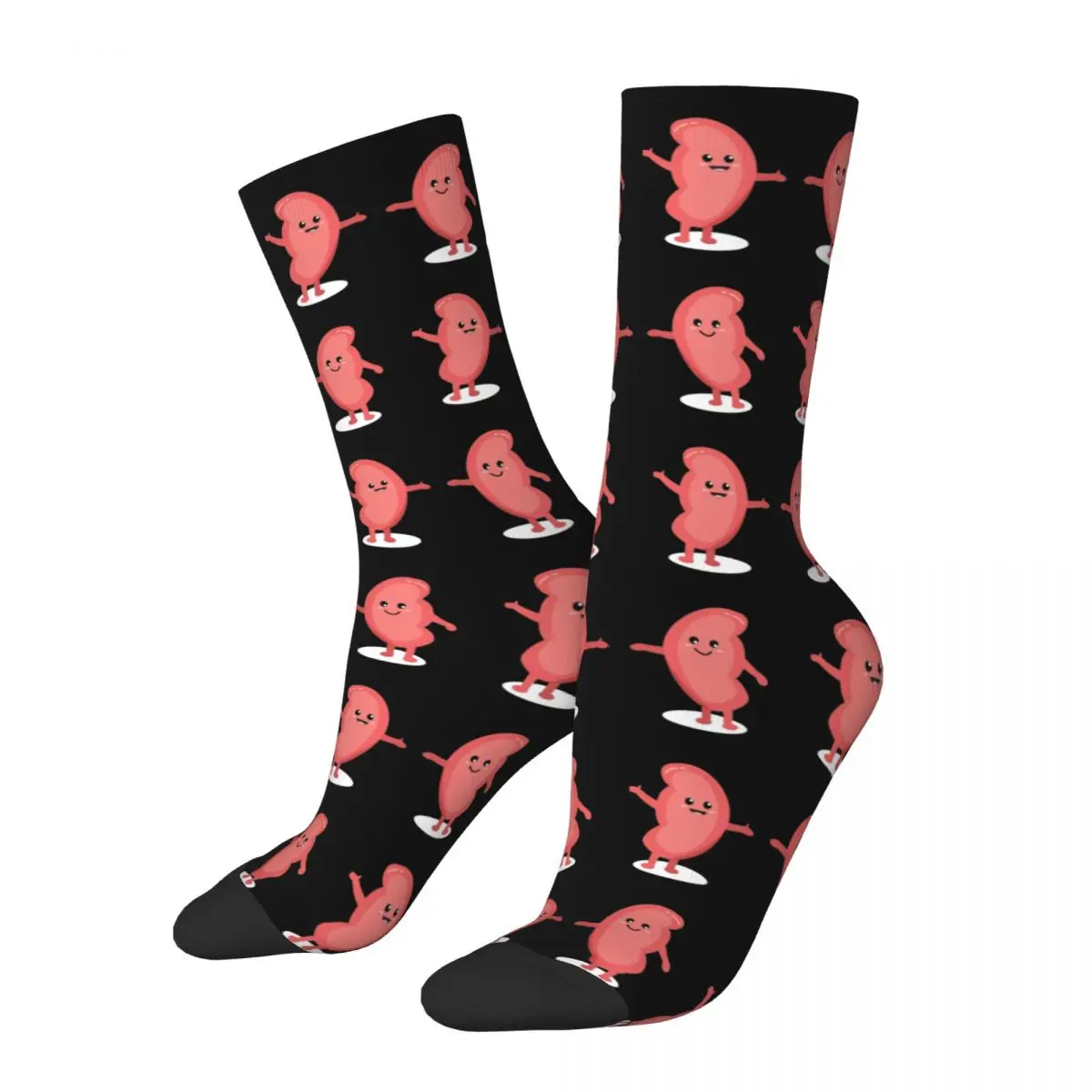 Crazy Design Pair Of Cute Kidney Football Socks Polyester Middle Tube Socks for Unisex Breathable