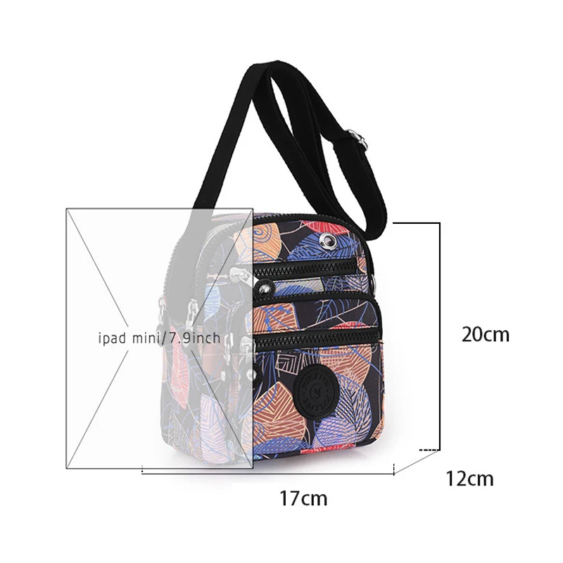 New 2023 Korean Style Mini Handbags Nylon Floral Print Flap Office Lady Shoulder Bags Cell Phone Coin Crossbody Messenger Bags