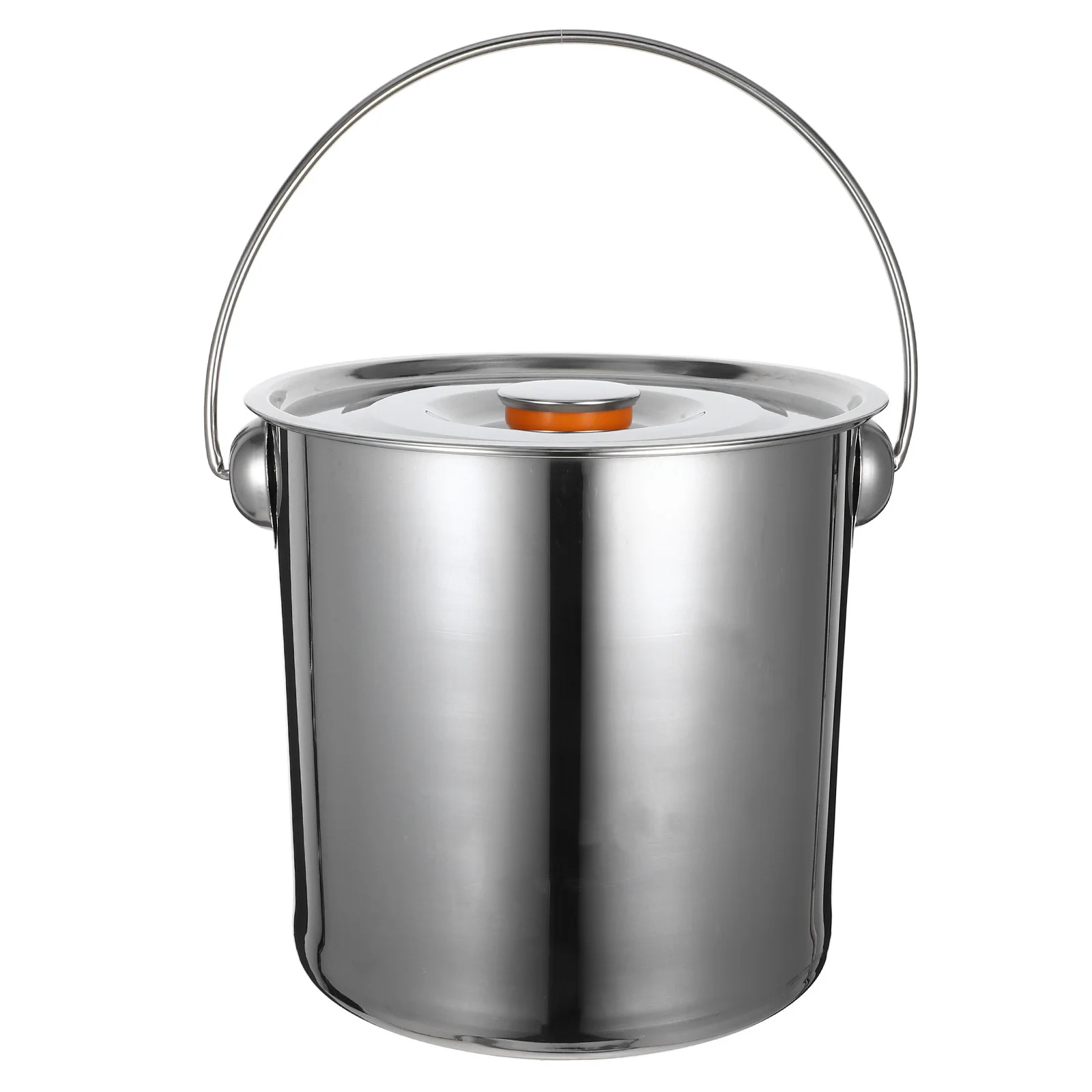 

Outdoor Stainless Steel Firewood Bucket Portable Handle Storage Bucket with Lid for Camping Hiking Camping Accessory