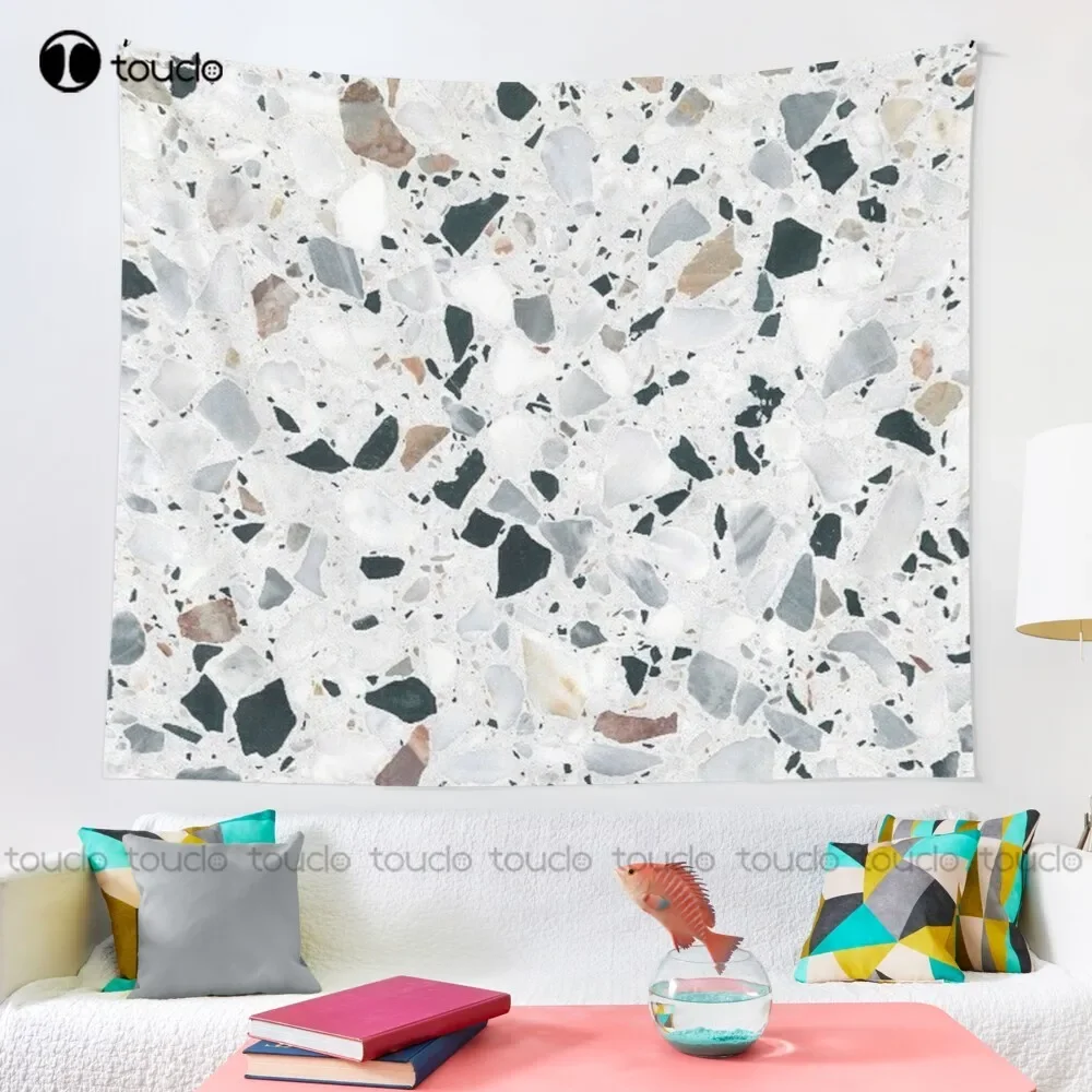 Terrazzo Black White Grey And Bronze Tapestry Wall Funny Tapestry Blanket Tapestry Bedroom Bedspread Decoration Wall Covering