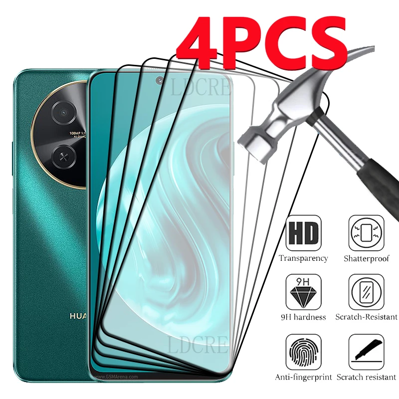 

4Pcs For Huawei Nova 12i Glass Huawei Nova 12i Tempered Glass Protective Full Cover Glue 9H Screen Protector For Huawei Nova 12i