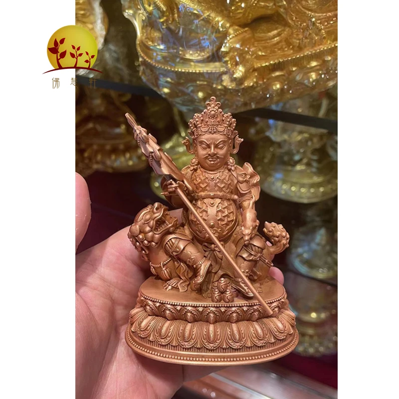 Treasure King Pure Bronze Buddha Statue Ornament Tibetan Buddha Hall Portable Small Buddha Statue Treasure King 3 inch Bishamen