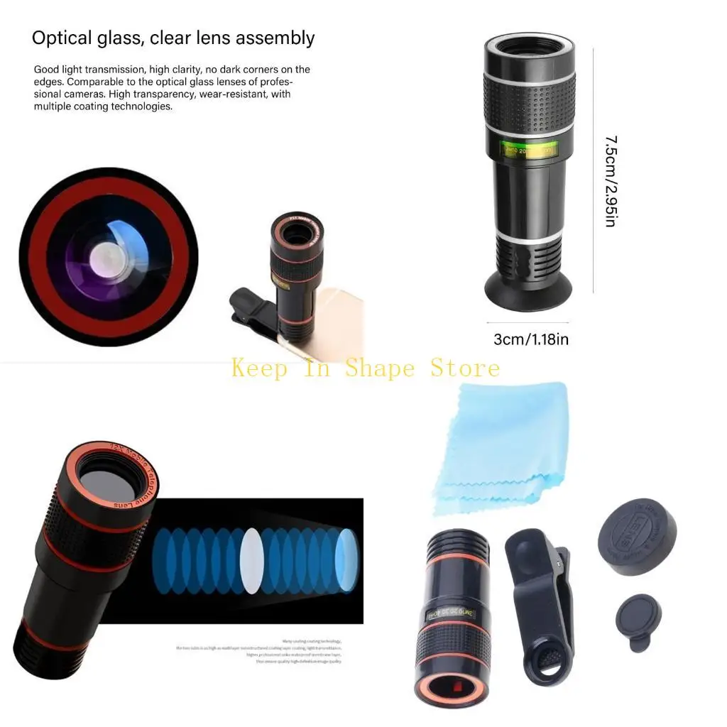 U1JC Multifunctional Mobile Camera Lens with Clip for Phone Stable Long Ranges Photographing Travel Hiking Observation Gear