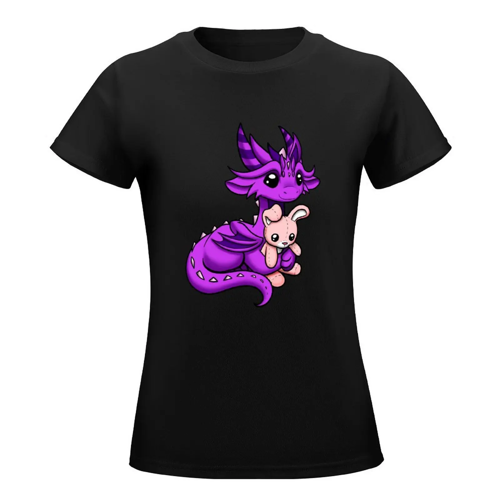 Dragon with Bunny Plushie T-Shirt anime clothes graphics lady clothes workout shirts for Women