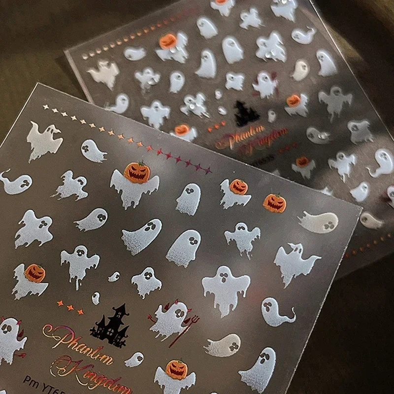 1 foglio di adesivi per unghie fantasma svolazzante bianco Halloween per manicure ciondoli fai da te zucca autoadesiva decalcomanie per unghie fai da te per la casa delle donne