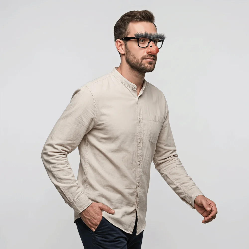 Funny Square Frame Disguise Glasses Oversized Nose Black Eyebrows Fake Nose Costume Glasses Lightweight Fluffy Eyebrows