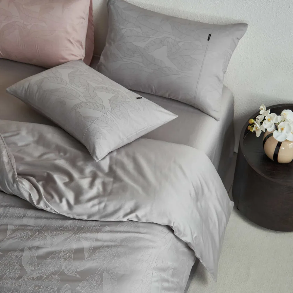 Luxury Cotton Sateen Jacquard 4 Piece Bed Set Duvet Cover Fitted Sheet Pillowcases Queen King Size All Season
