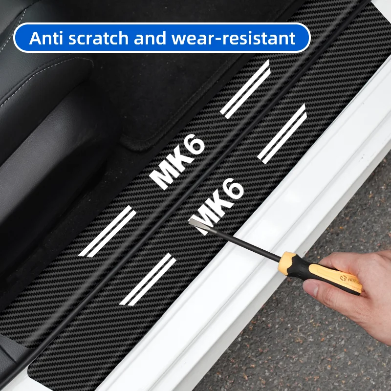 Carbon Fiber Car Door Sill Sticker Auto Door Threshold Protector Strip For Volkswagen VW GOLF MK2 MK3 MK4 MK5 MK6 MK7 Accessory