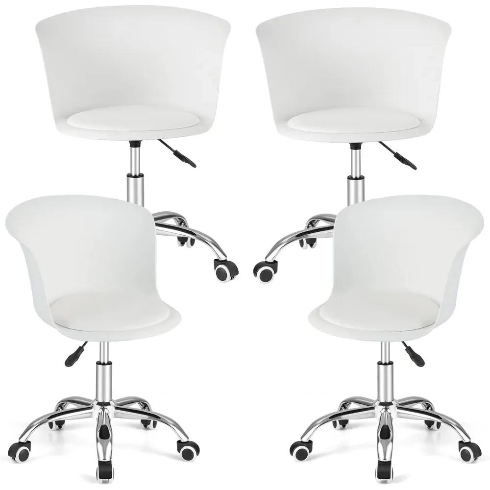 

Home Office Desk Chair Set of , Armless Plastic Swivel Rolling Task Chair w/Soft PU Leather Cushion & Universal Casters
