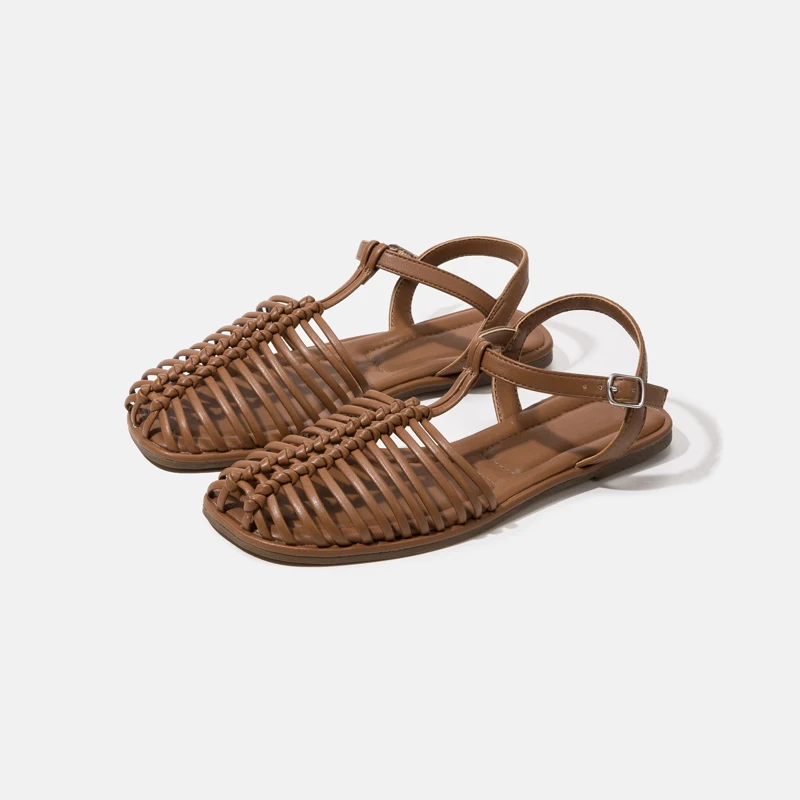 

Spring Summer 2026 Flat Weave Fairy Sle Roman Sandals Bule Head Covering Low Cut Daily Wear Glue Sti Rubber Sole oes