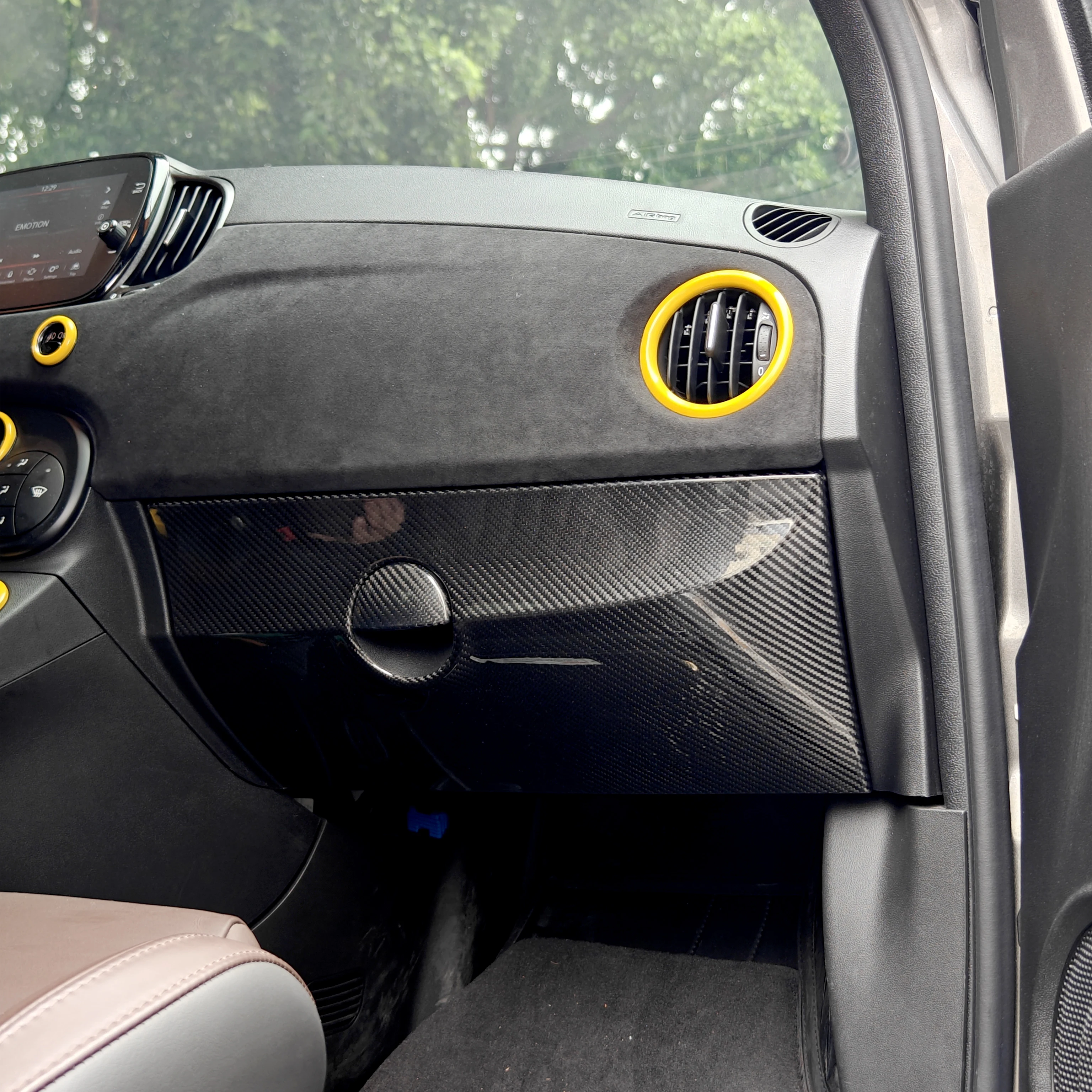 Brand New Racing Style Real Dry Carbon Fiber Cover Material Glove Box Decorate For Abarth 595 695 RHD And LHD 2pcs