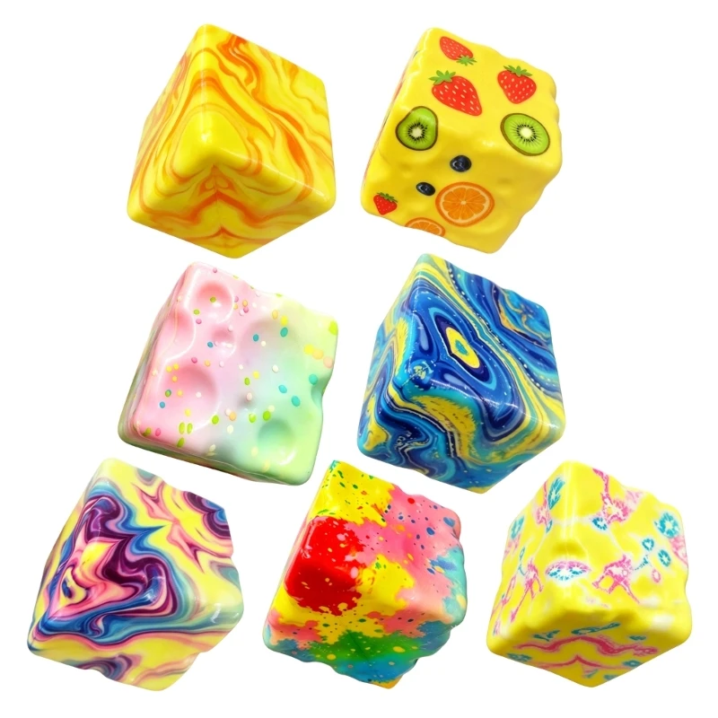 Square Cheese Squeeze Toy 8Cm PU Foam Slow Rising Fidgets Toy Car Dashboard Decoration And Office Desk Fidgets Gadget X37F