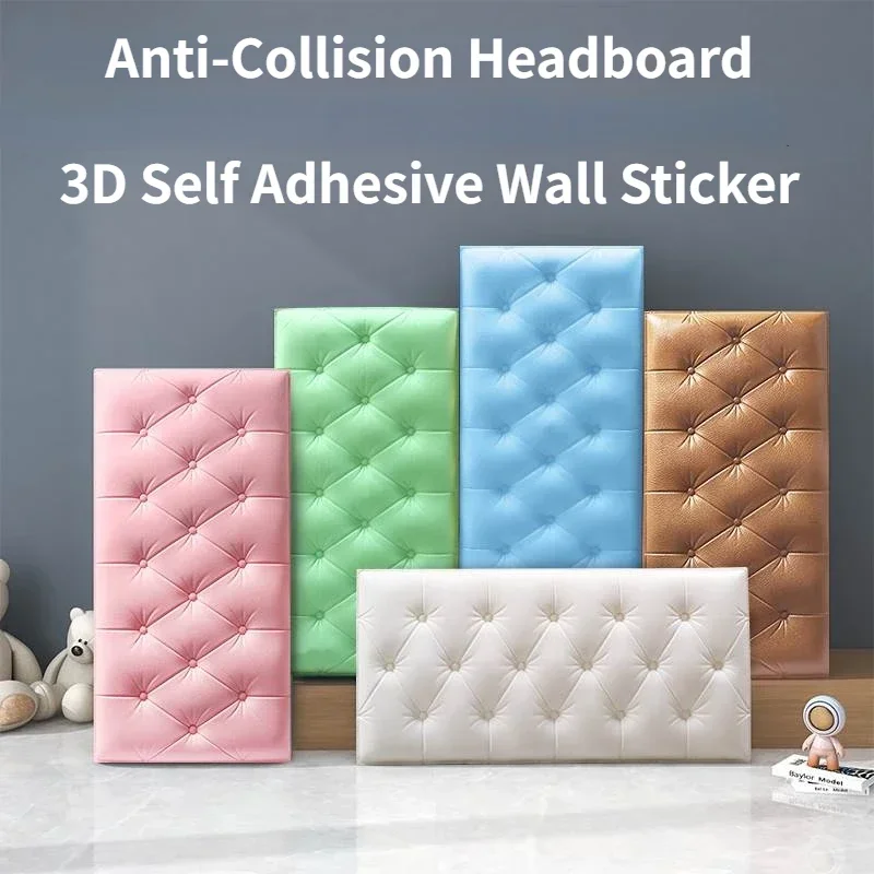 3D Wall Stickers Wallpaper Solid Soft Wall Paste Tatami Anti-collision Wall Mat Pad Kids Bedroom Living Room Soft Foam Cushion