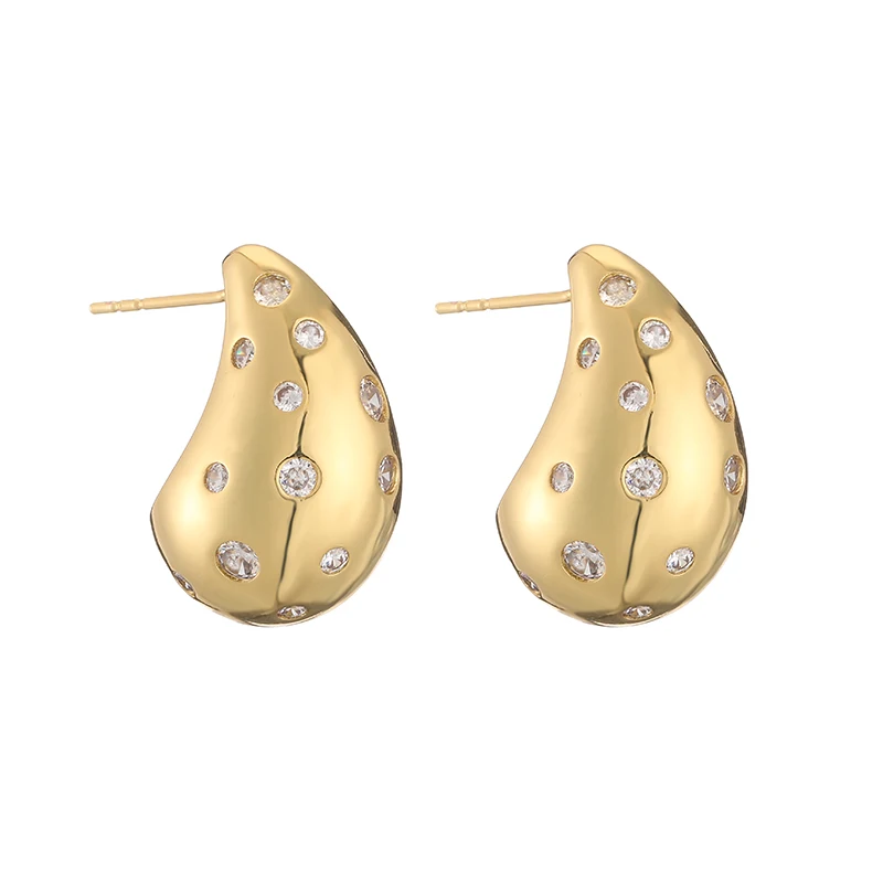 HECHENG,Vintage Gold Color Plated Chunky Dome Drop Necklaces for Women Fashion Teardrop Earrings Jewelry Sale Wholesale