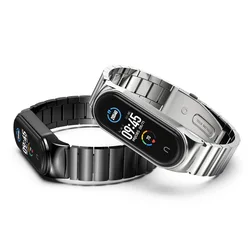 Correa de Metal para Mi Band9, 8, 7, 6, 5, 4, 3, pulsera de repuesto para reloj inteligente Xiaomi Mi Band 8, correa de acero inoxidable 304