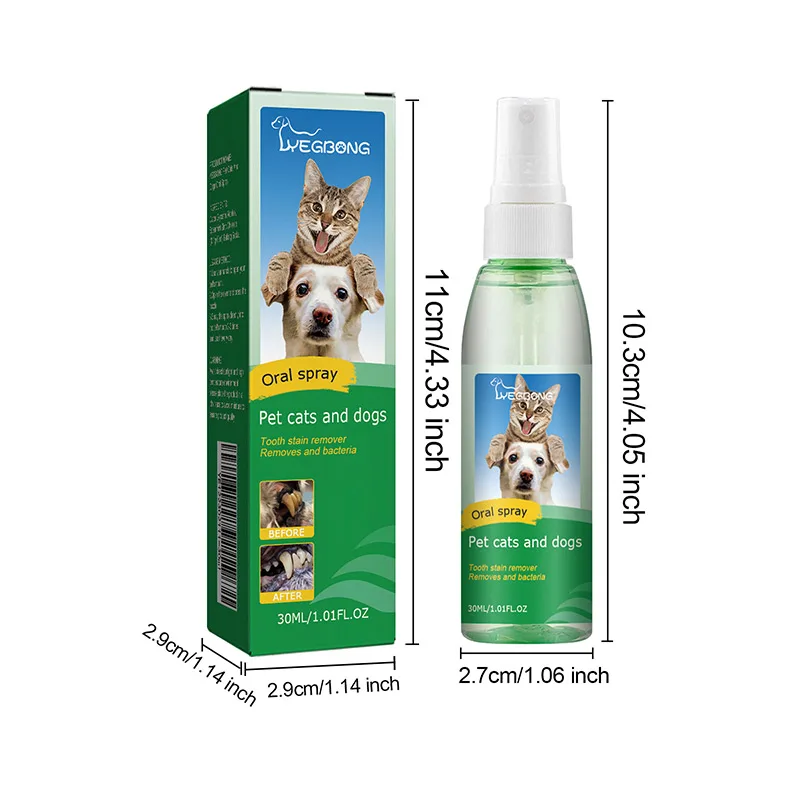 Pet Teeth Cleaner Spray Tartar Dirty Remover Puppy Mouth Fresher Deodorant Kitten Prevent Oral Calculus Dog Oral Cleanse Liquid