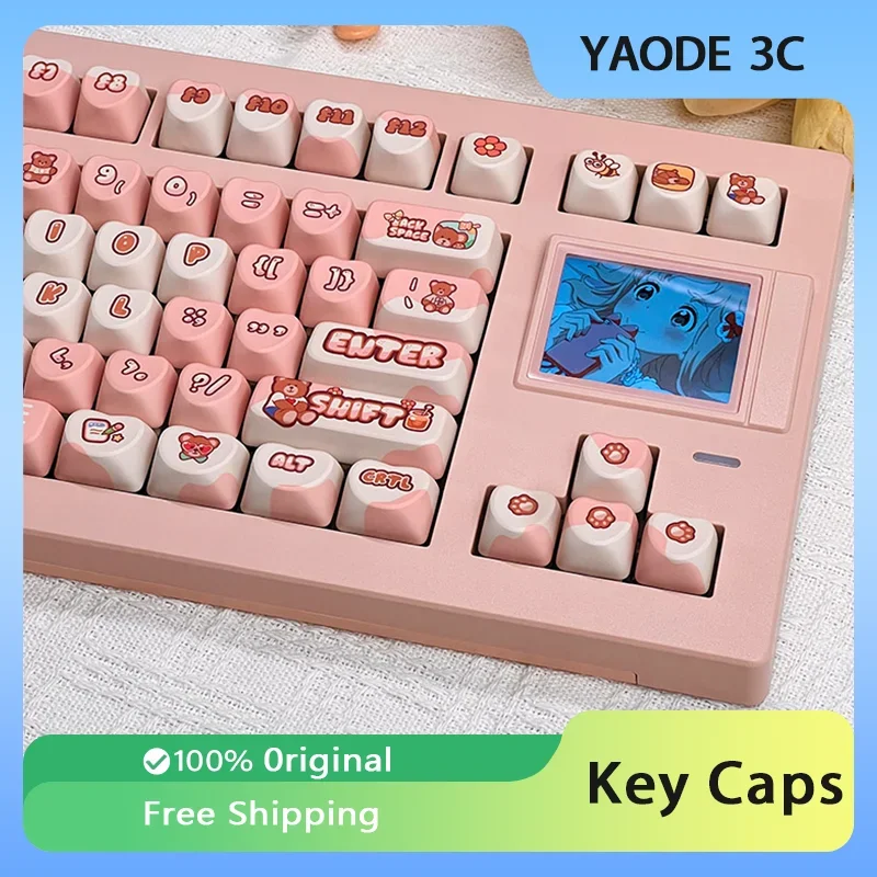 

CATLANCE Bear Sweetheart Theme Key Cap Set PBT Dye-sublimation MOA Profile Gaming Mechanical Keyboard Keycaps Girl Kawaii Gift