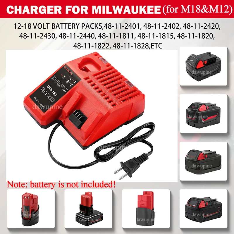 Pro M12-18C lithiové baterie s dvojitým portem a rychlonabíječkou pro Milwaukee M12 M14 M18 10,8 V 14,4 V 18 V - náhled 5