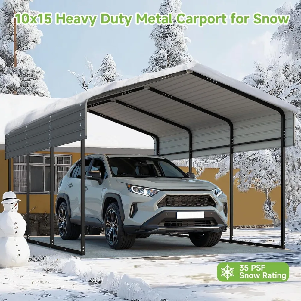 

10x15 Ft Heavy-duty Metal Carport, Outdoor Carport, Galvanized Steel Roof and Reinforced Base