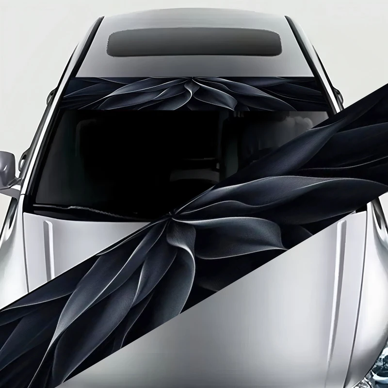 

1, бархатная наклейка с черными перьями, декоративная полоса для ветра, наклейка на переднее лобовое стекло автомобиля - водонепроницаемая и устойчивая к царапинам виниловая наклейка