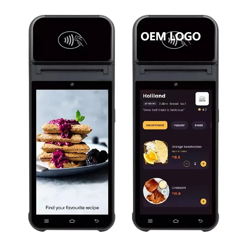 Système de vente de commande de restaurant, terminal mobile Android 12, imprimante thermique 58mm intégrée, machine de point de vente sans fil