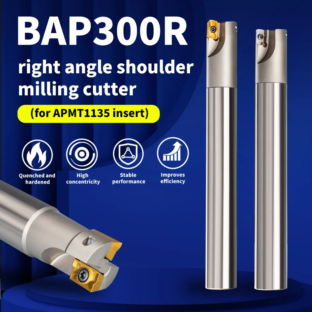 2P BAP300RRight Angle Shoulder Milling Cutter+10P APMT1135 Carbide Insert Lathe Tool BAP300R Milling Tool Holder Machini