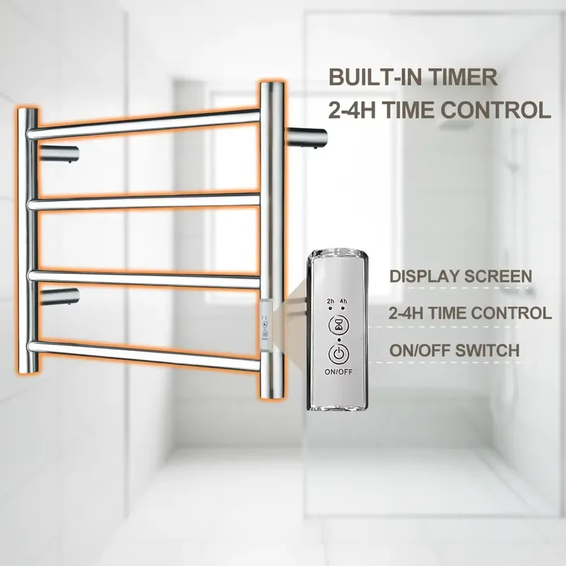 USA Stock Eco Friendly Energy Saving Heated Towel Rack with Timer Setting for Bathroom