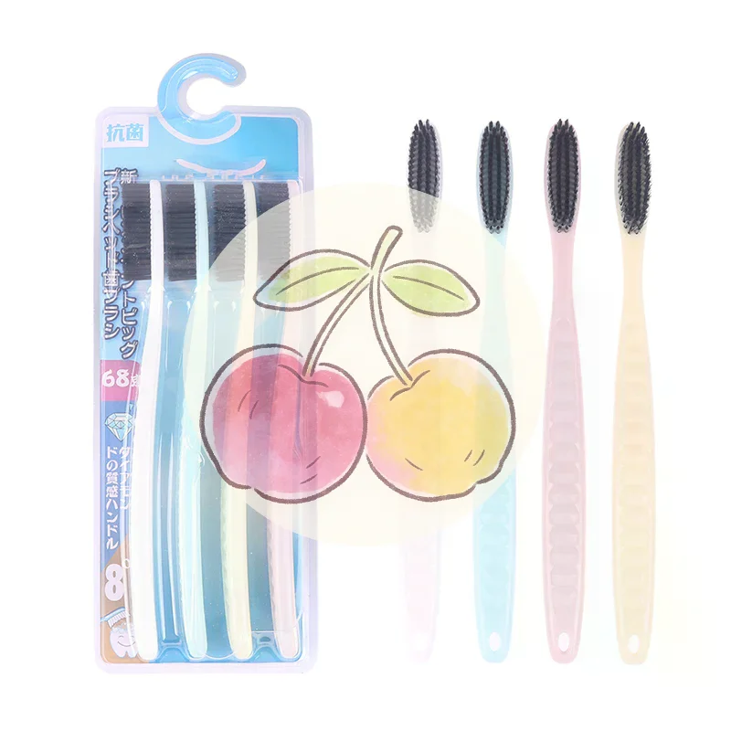

4Pcs Soft Long Head Adult Big Head Toothbrush Japanese And Korean Comfortable Teeth Super Soft Oral Cleaning Brush~
