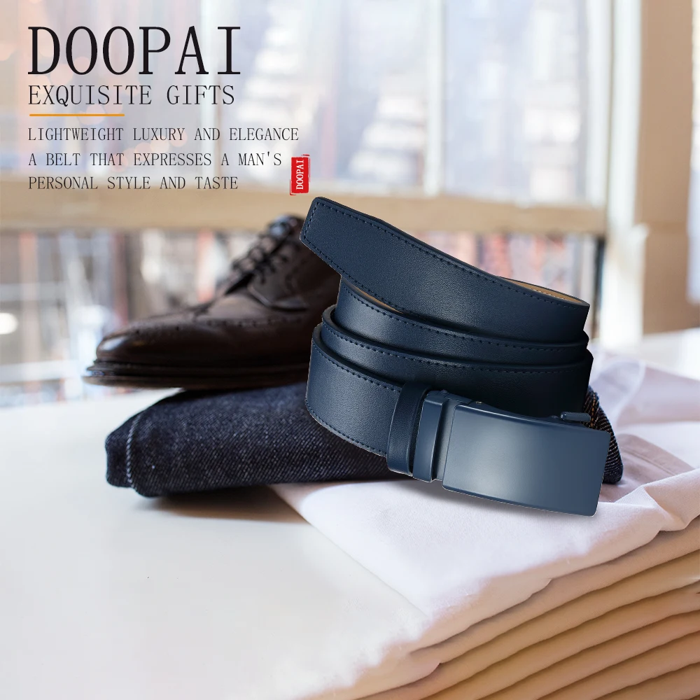 حزام رجال الأعمال مصمم للرجال جودة عالية جلد طبيعي حزام رجالي مشبك معدني حزام أوتوماتيكي #3