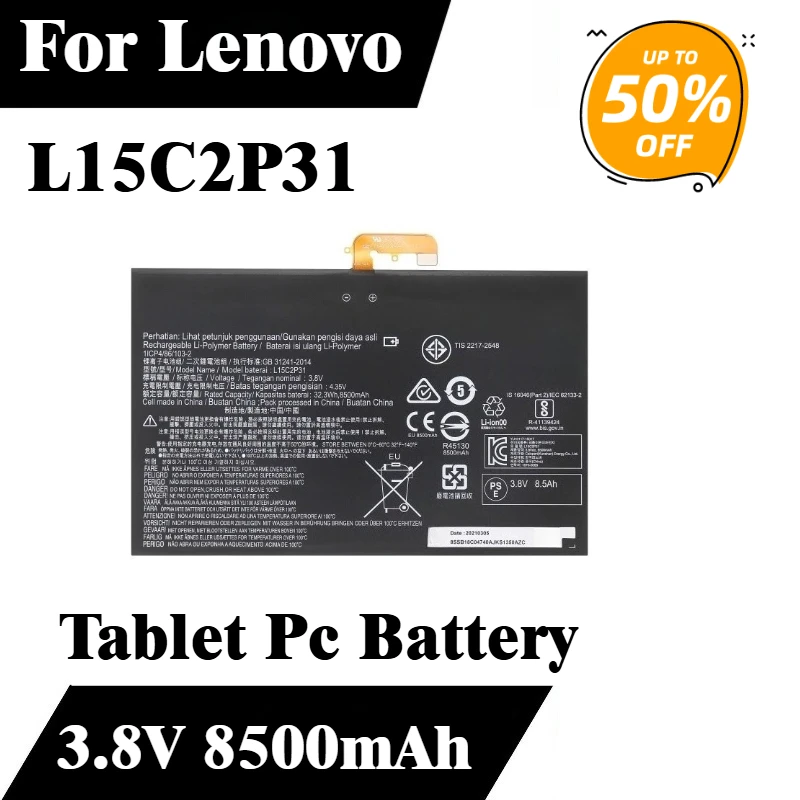 

Tablet Battery 3.8V 8500mAh L15C2P31 For Lenovo Yoga Book YB1-X90F X91F X91L X91X Replacement Battery Brand-New High Quality