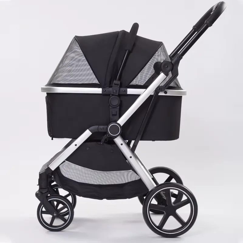 2025 New Durable 3 in 1 Aluminum Pet Trolley Customized Pet Stroller Dog with Detachable Big Carrier