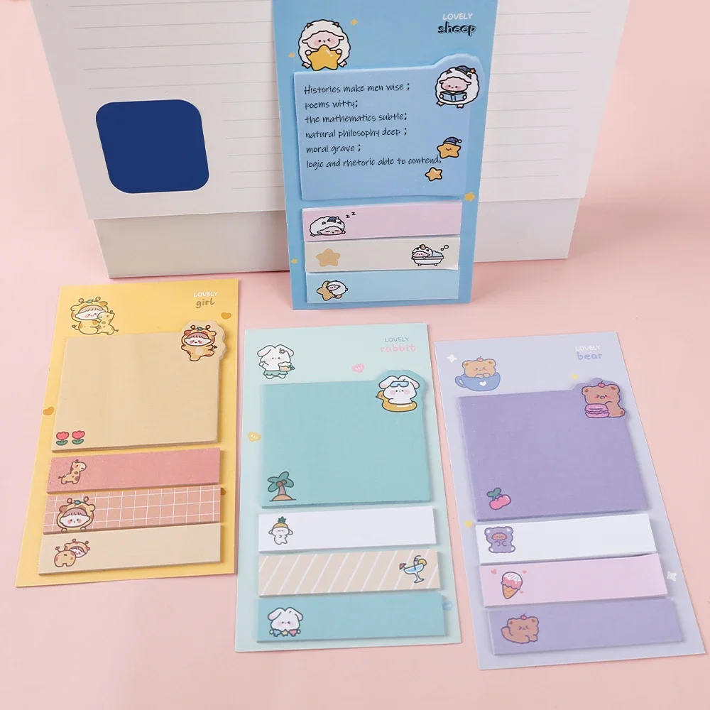 80 Sheets Ins Cartoon Bear Sticky Notes Memo Pad Self-Stick Note Diary Stationary Scrapbook Students To-do Record Sticky Pad