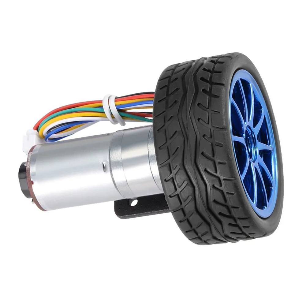 Universal DC 12V Encoder Gear Motor 65mm Wheel 130 RPM Wheel Kit Motor Rubber Tire 200RPM Full Metal Gear Motor For Smart Car