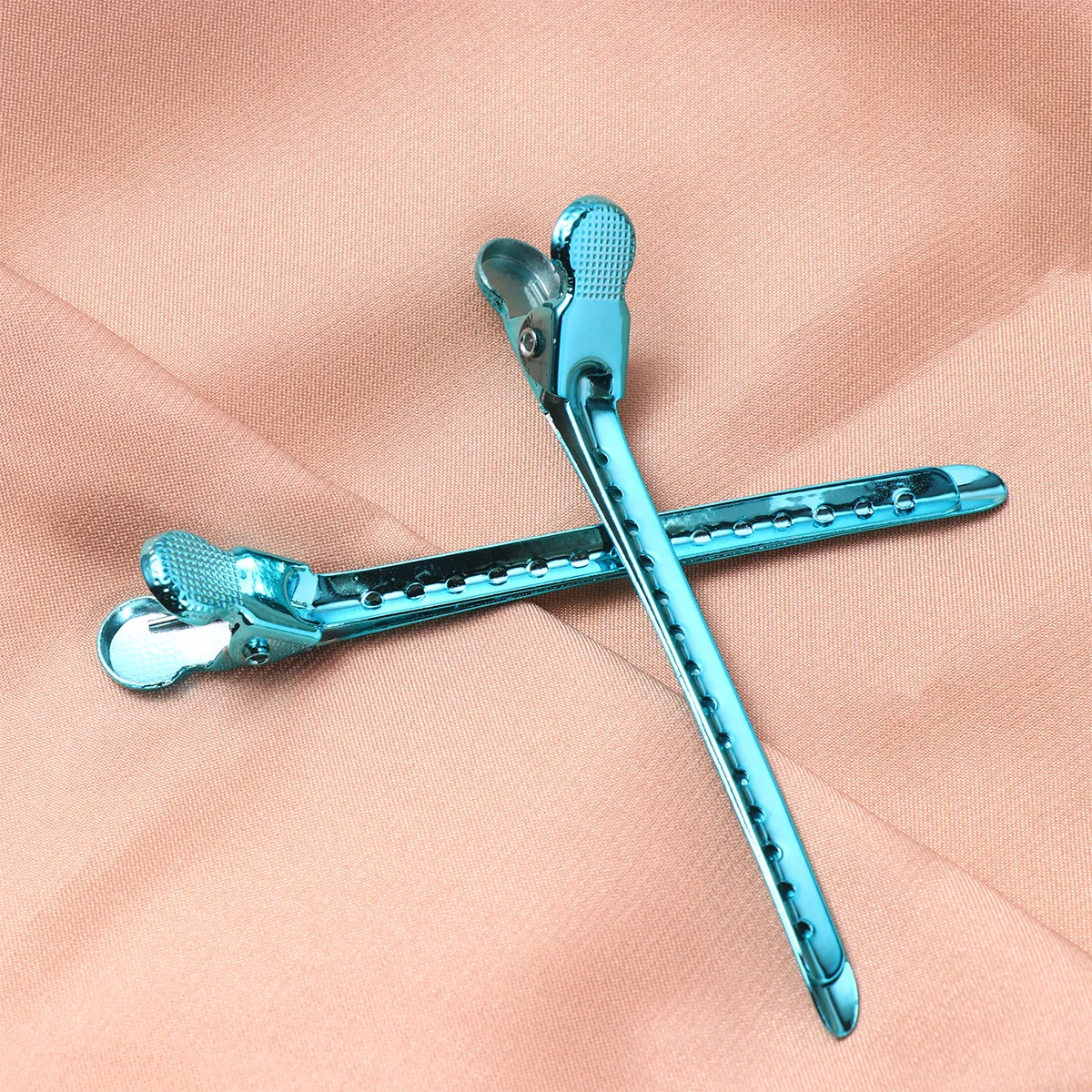 

6Pcs Metal Hair Salon Clips Set Easy Open Spring Design No Dent No Pull Styling Partition Clips for Professional Perm Curl