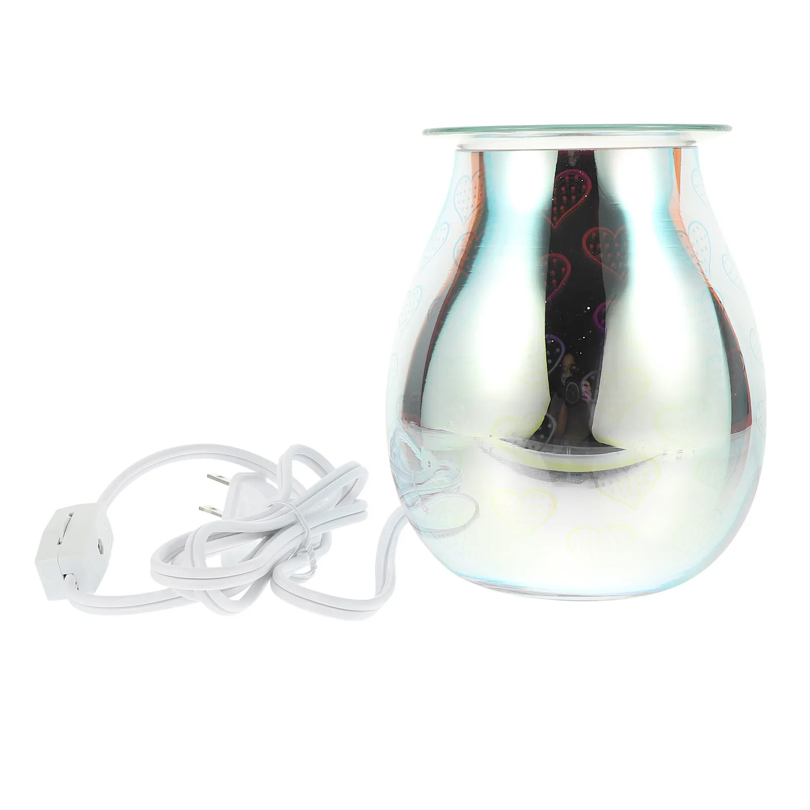 

1Pcs Heart Shape Glass Fragrance Lamp Aromatherapy Odor Removal Electric Warmer Creative Home Decoration Gift
