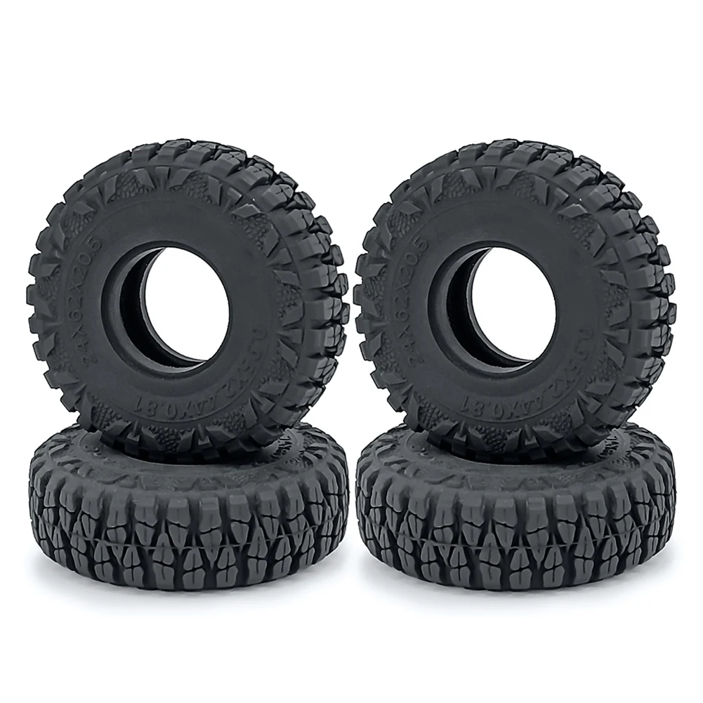 4PCS 62Mm 1.0Inch Wheel Tires Soft Mud Terrain Rubber Tyres Parts For 1/24 RC Crawler Car Axial SCX24 Bronco Gladiator Parts