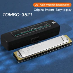 TOMBO 3521 Tremolo Harmonica Polyphony Diatonic C Key 21 Hole Profession Harmonica Beginners Kids Aldults Tremolo Harmonica