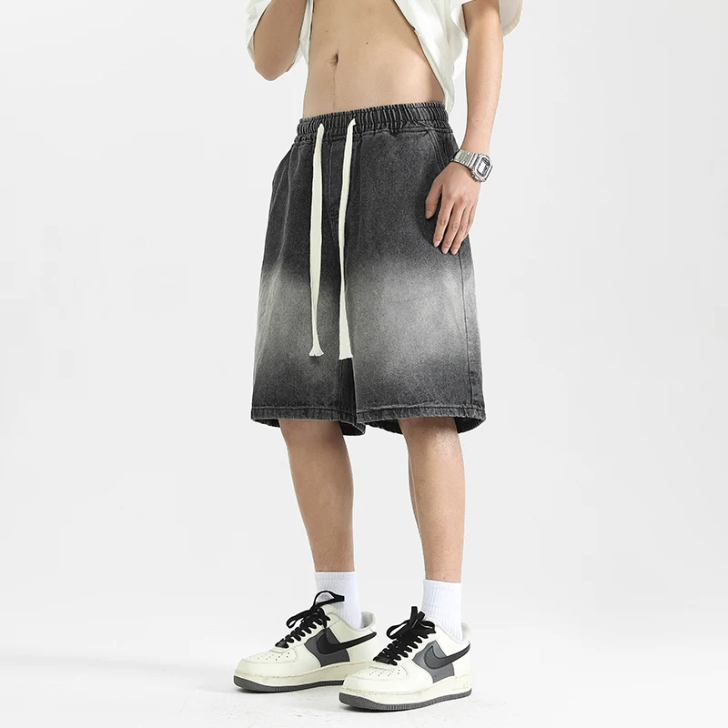 

Новая летняя рабочая одежда, мужские и женские повседневные уличные джинсовые шорты, свободные спортивные дышащие быстросохнущие брюки