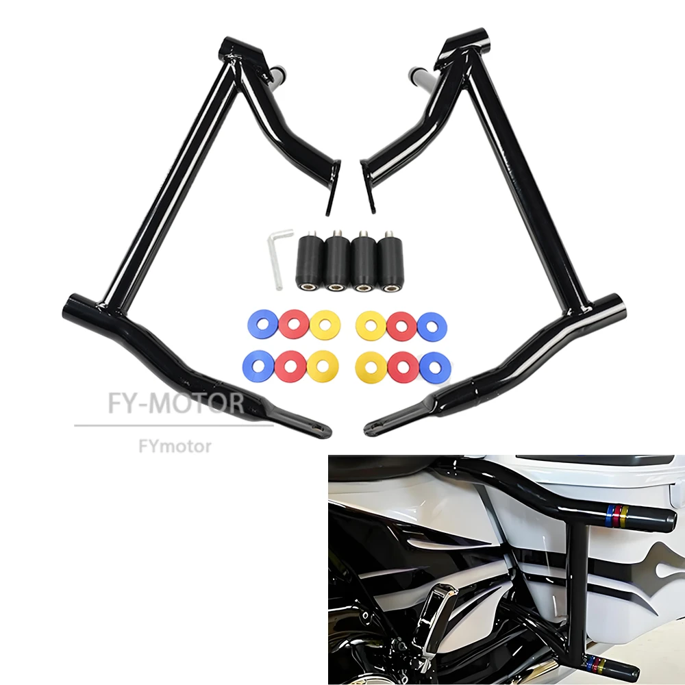 

Motorcycle Rear Saddlebag Guard Bars Crash Bars Rails Bracket Fit For Harley Road Series FLHT FLHX 2014-2023 2022 2021 2020 2019