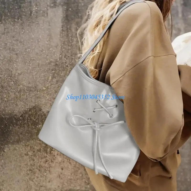

A3PE Womens Bucket Shoulder Bag PU Leather Handbags and Purse Bowknot Underarm Bag Fashion Armpit Bag Shopping Dating Bag