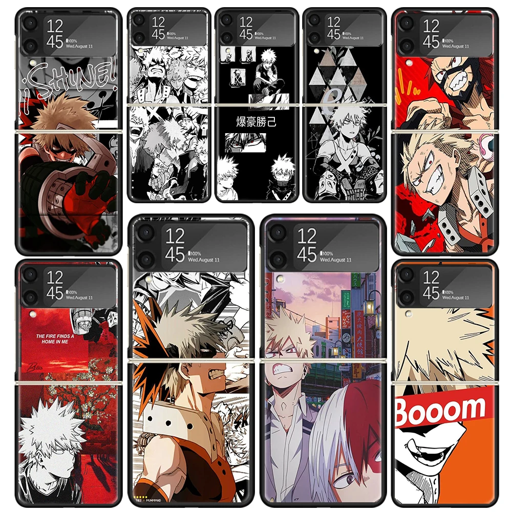 My Hero Bakugou Katsuki Clear Phone Case For Samsung Z Flip 5 4 3 Galaxy ZFlip 6 5G Shockproof Hard Print Cover TPU PC Coque