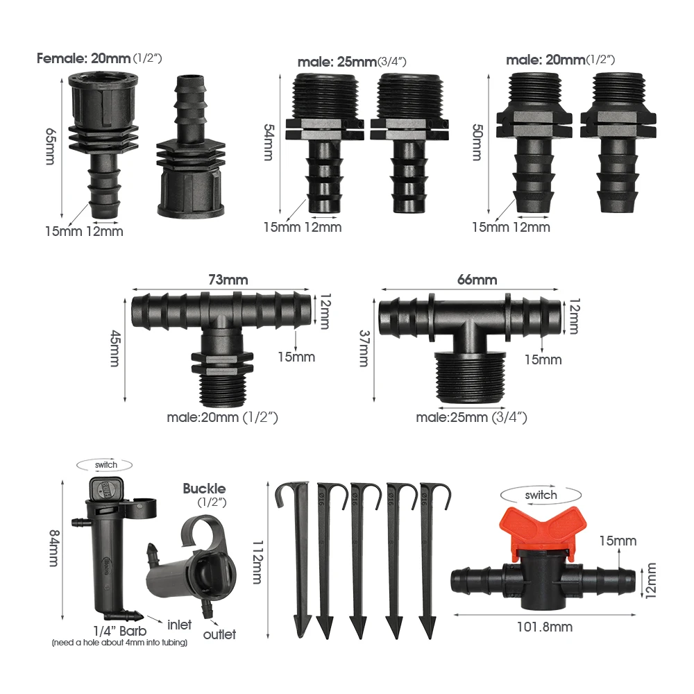 16MM PE Tubing Coupling Adapter Water Irrigation Hose Connecter 1/2\