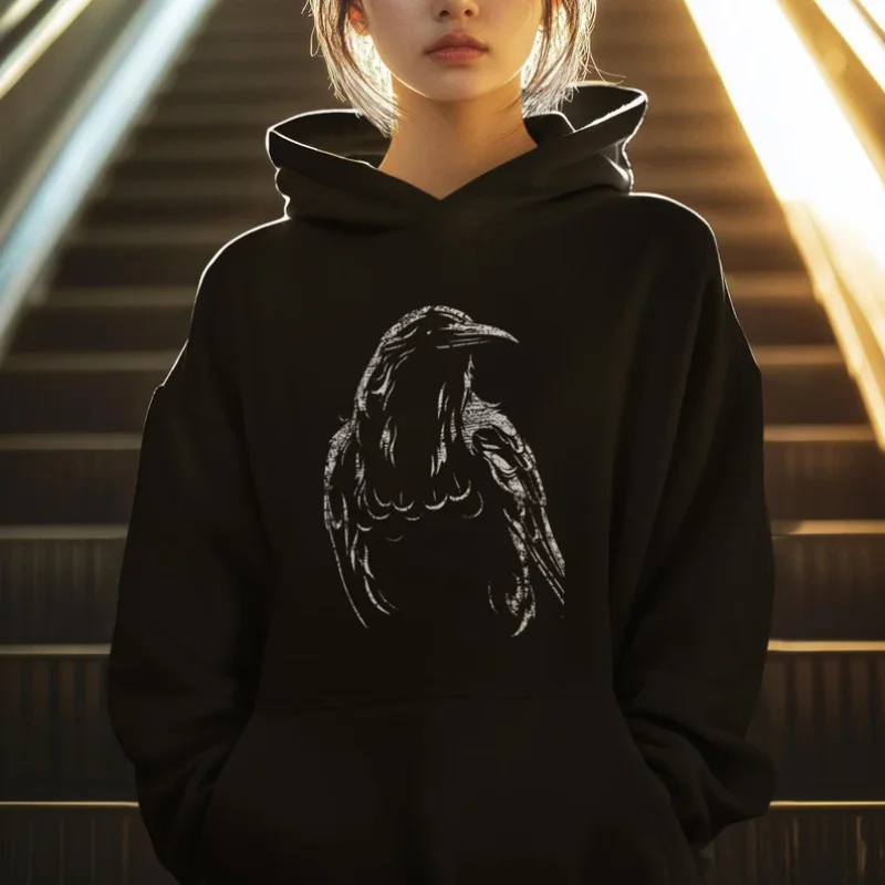 Unisex Crow Hoodie Graphic Design The Black Bird Says Bold The Crows Fly By Night Streetwear Hooded Sweatshirt