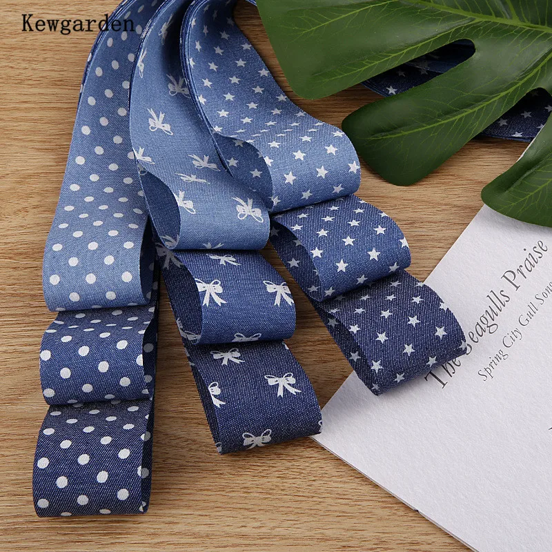 Kewgarden Printed Dots Stats Deinim Ribbons 1