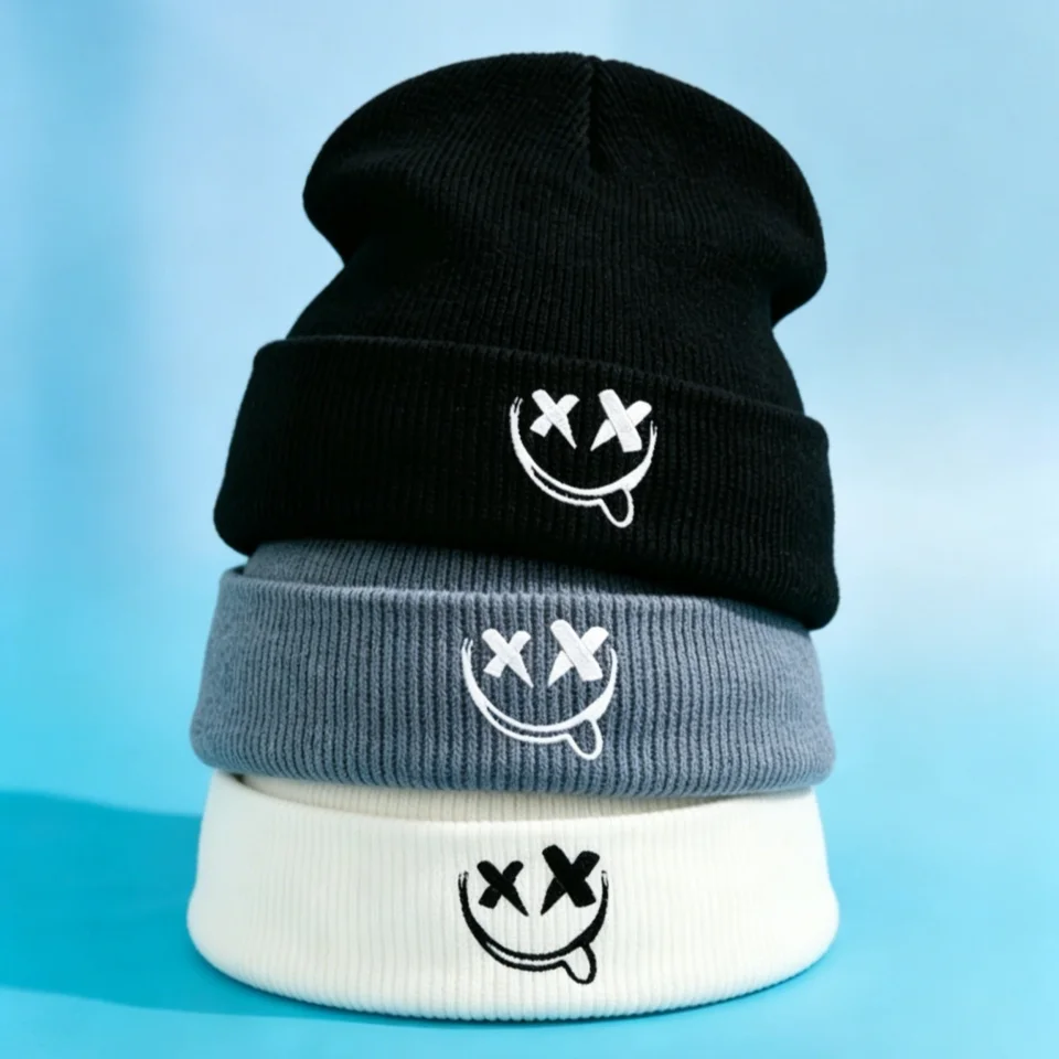 1Pc/2pcs/3pcs Acrylic Embroidered Winter Beanie Cap, Knit Hat for Autumn, Unisex Outdoor Casual Hat, image 4