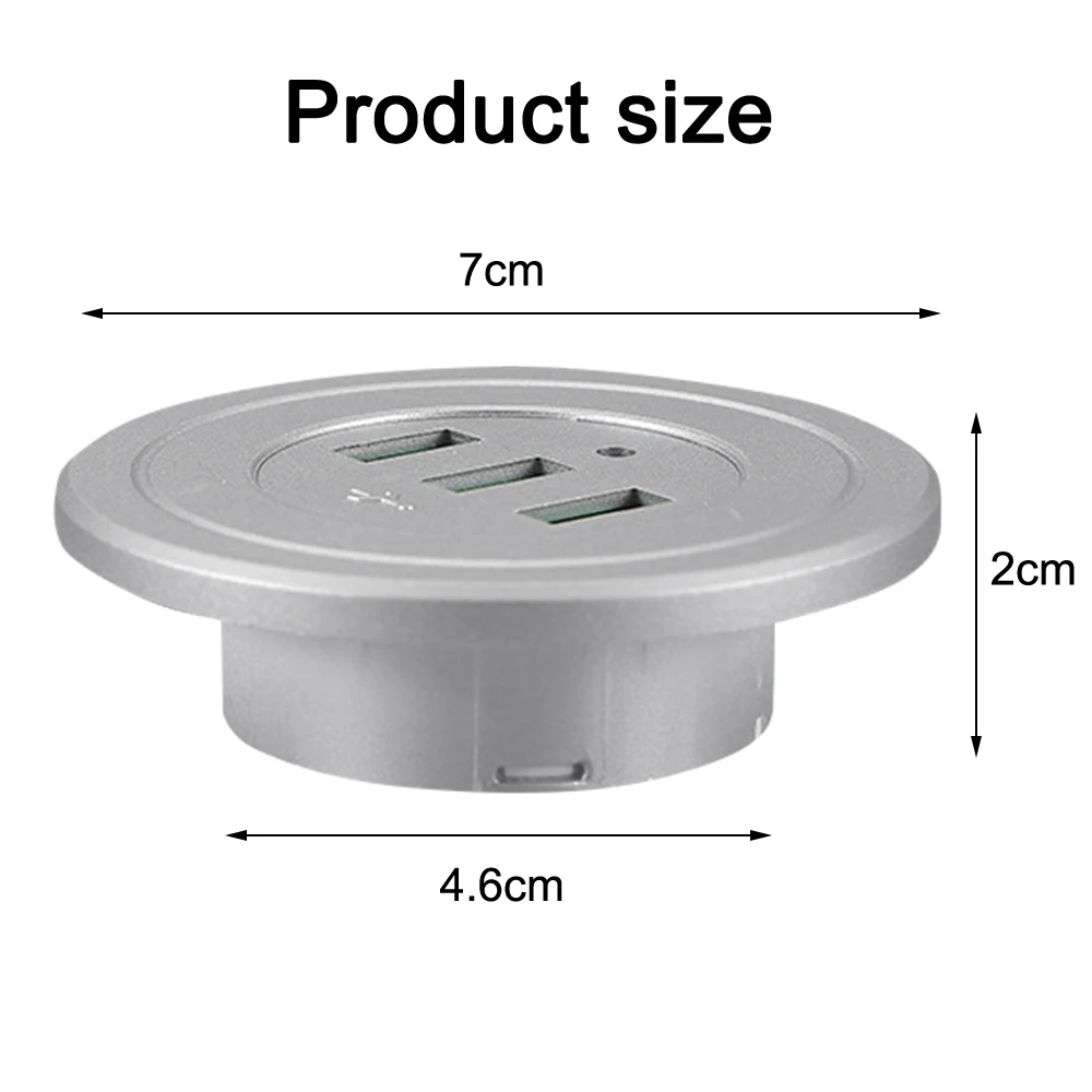 Desktop Hole Embedded 5V2.1A USB Charger with 3 USB Ports Hidden Charging Furniture Office Hidden Furniture Charging Socket