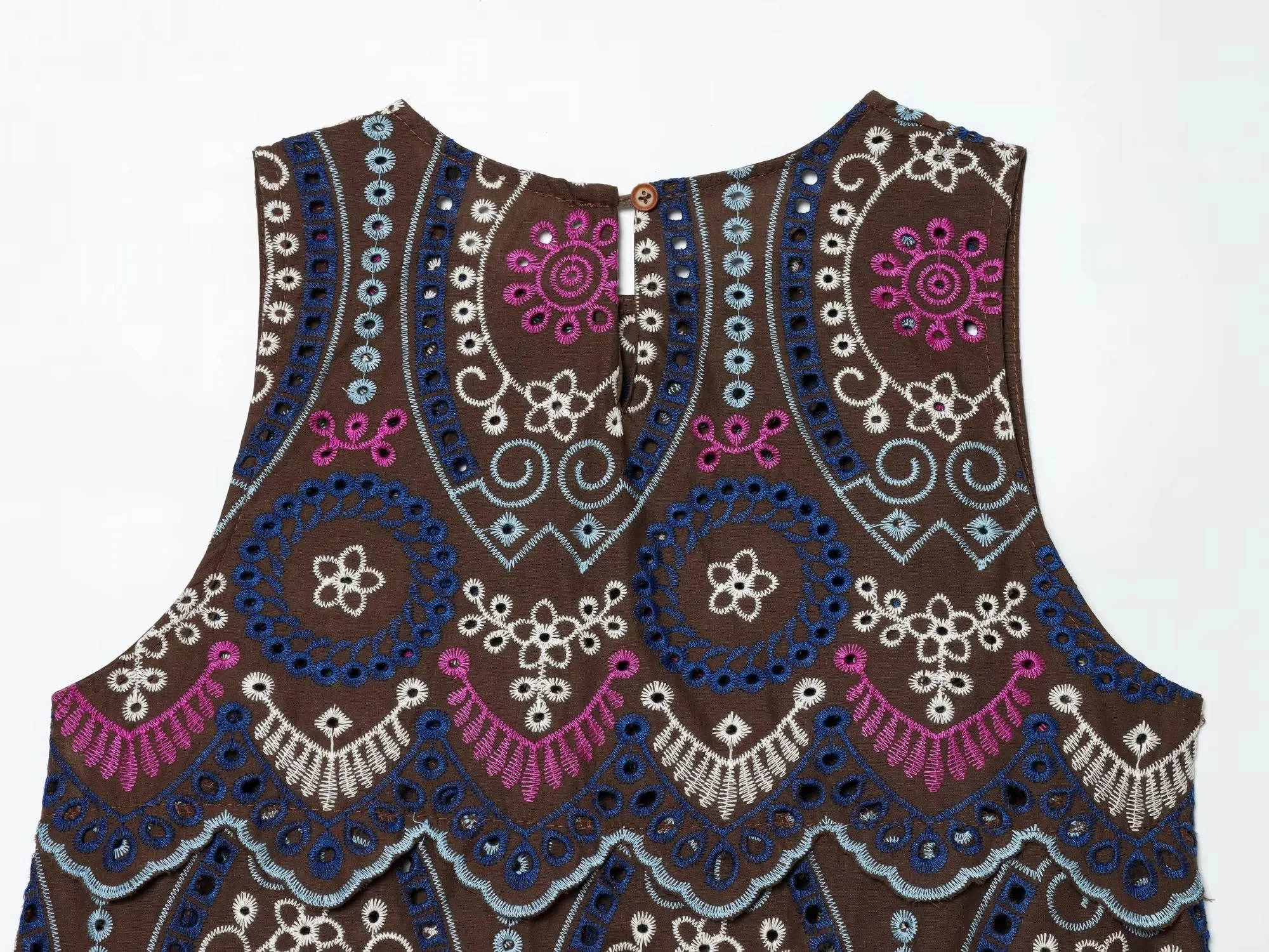 KONDALA Vintage Damen Urlaubs-Blumenanzug Stickerei Ausgehöhltes Ärmelloses Oberteil Langer Reißverschluss-Rock Mode 2026 Sommer Boho Sets – Detail 11
