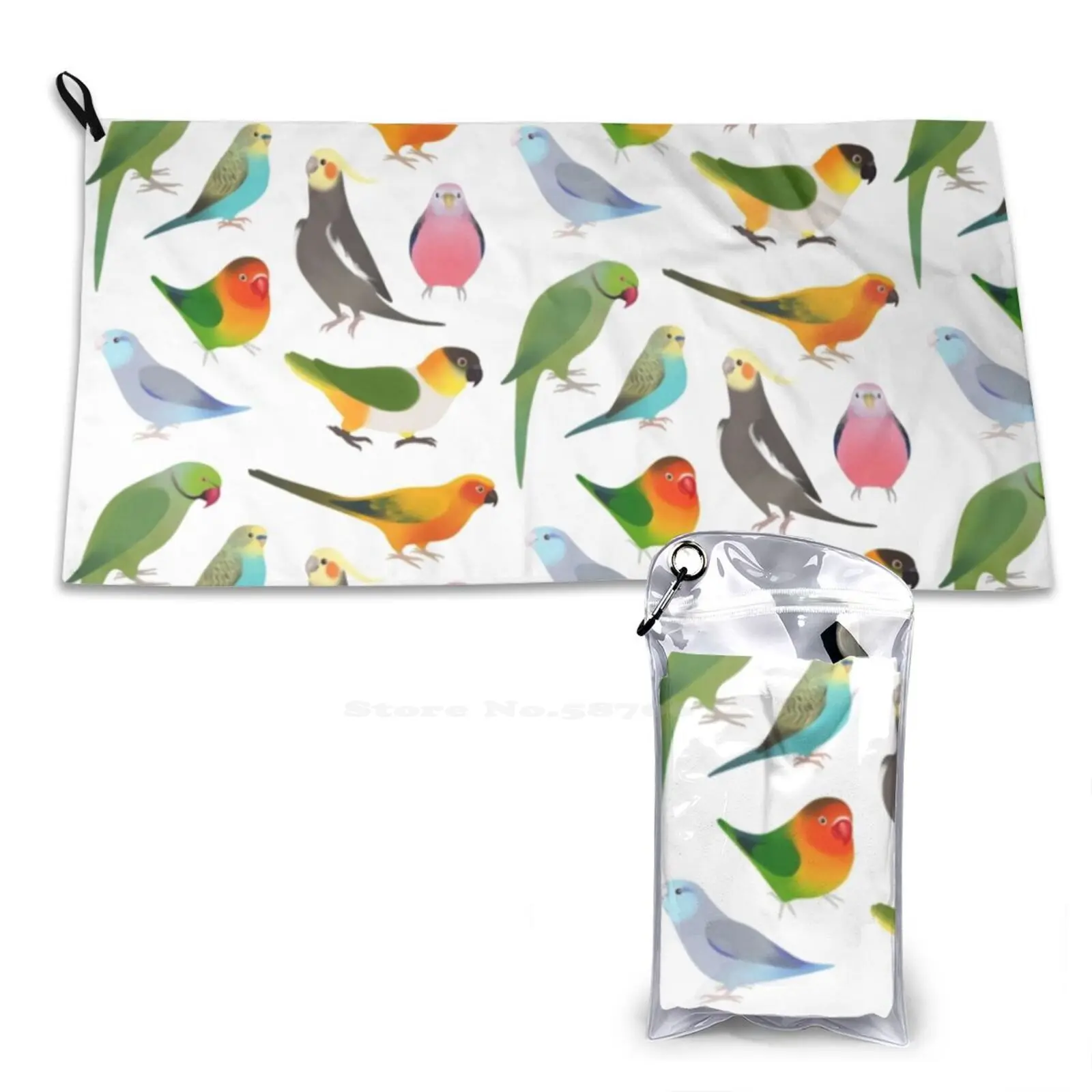 Birbs Soft Towel Quick Dry Beach Towel Parrots Parakeets Budgie Cockatiel Parrotlet Conure Ringneck Caica Ca ? Que