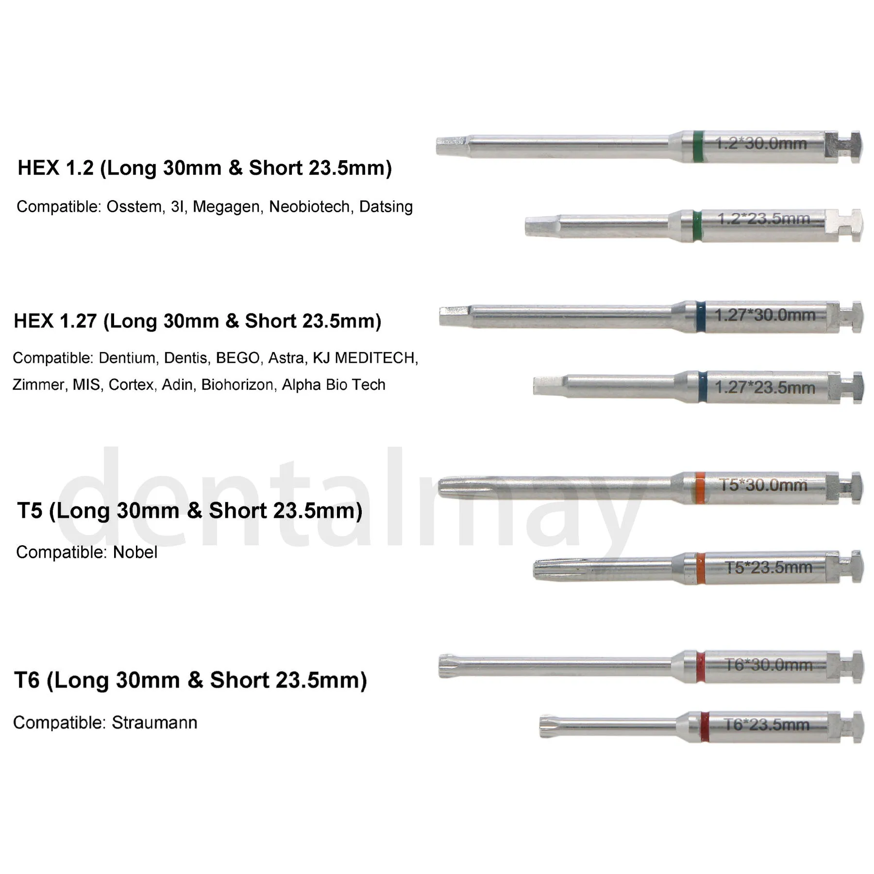 Dental Implant Screwdriver Hex Driver Latch for Osstem Zimmer Hiossen ICX 3i Straumann 1.2 1.27 T5 T6