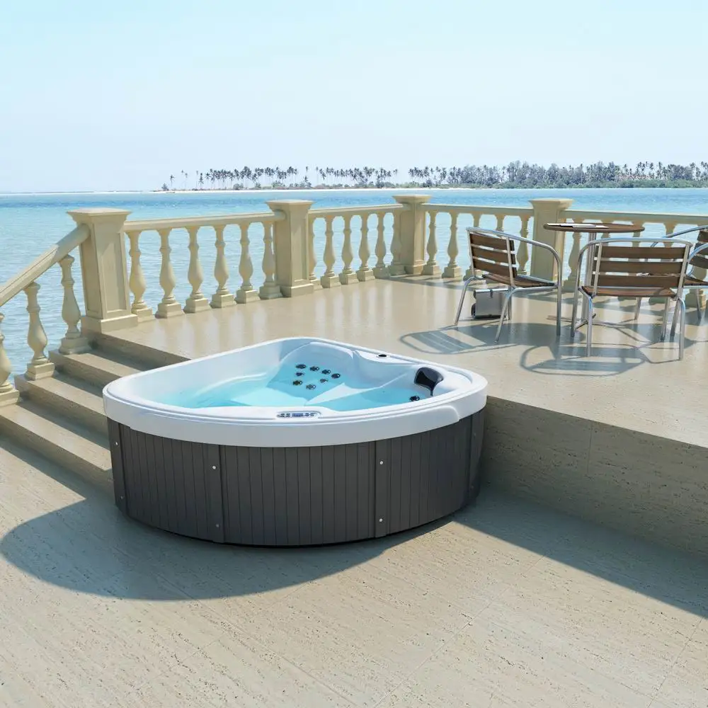 

Modern 2-Person Portable ACryl Hot Tub Spa Balboa Fanshaped Whirlpool Water Heater for Garden Home Hotels Exterior Soaking